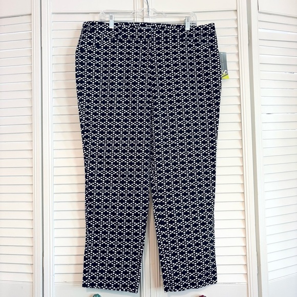 NWT Valerie Stevens Black and White Speckled Patterned Crop Pants Trousers 16 - Picture 1 of 8